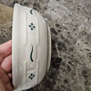 Longaberger cereal bowl green maple leaf pattern SET OF 3